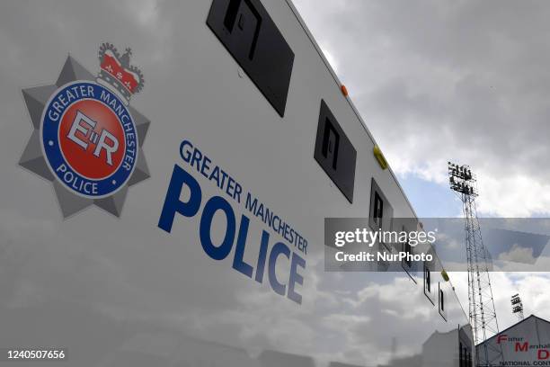 Police presence at Boundary Park before the Sky Bet League 2 match between Oldham Athletic and Crawley Town at Boundary Park, Oldham on Saturday 7th...