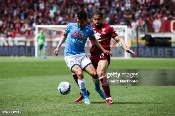 Napoli forward Hirving Lozano fights for the ball against Torino defender Ricardo Rodriguez during the Serie A football match n.36 TORINO - NAPOLI on...