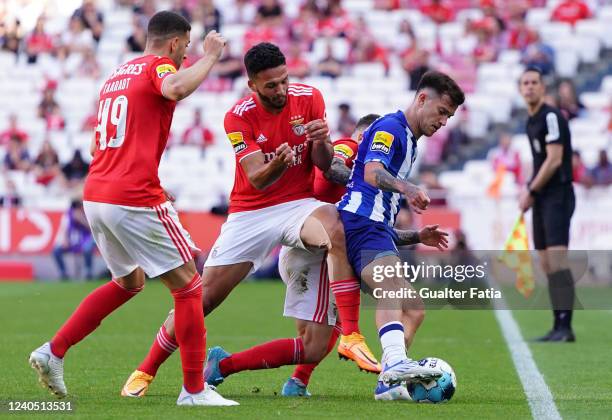 Otavio of FC Porto with Goncalo Ramos of SL Benfica in action during the Liga Bwin match between SL Benfica and FC Porto at Estadio da Luz on May 7,...