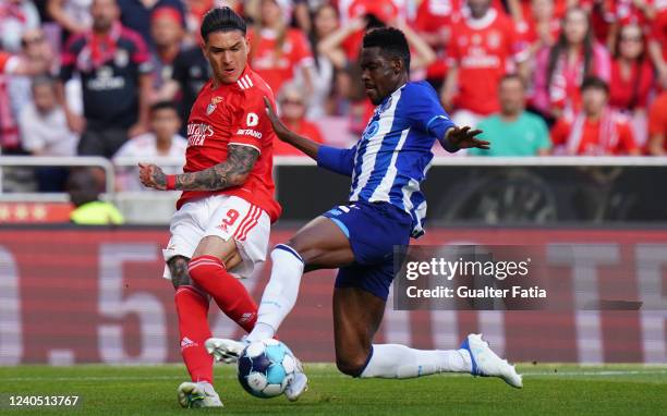 Darwin Nunez of SL Benfica with Zaidu Sanusi of FC Porto in action during the Liga Bwin match between SL Benfica and FC Porto at Estadio da Luz on...