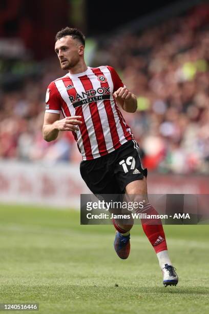 Jack Robinson of Sheffield United during the Sky Bet Championship match between Sheffield United and Fulham at Bramall Lane on May 7, 2022 in...
