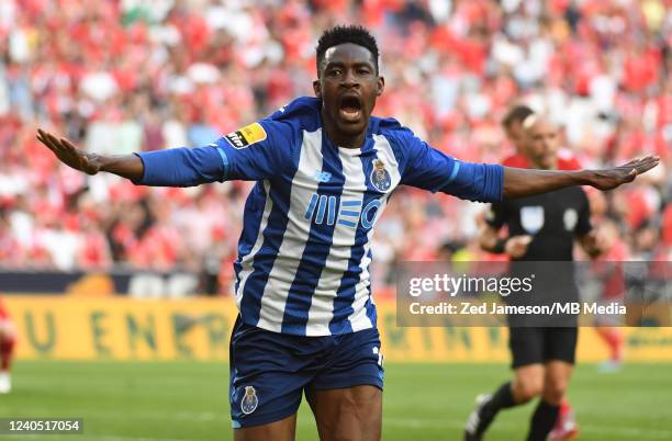 Zaidu Sanusi of Porto scores and celebrates a goal and winning the league during Liga Portugal Bwin match between SL Benfica and FC Porto at Estadio...