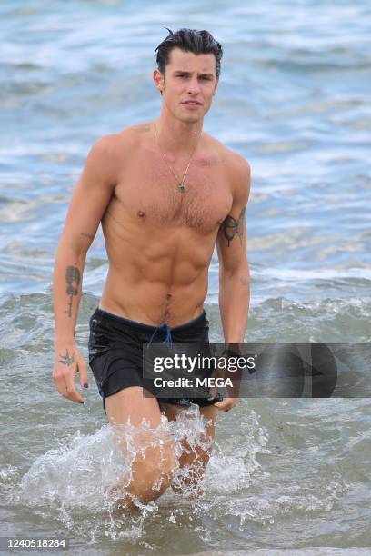 Shawn Mendes is seen on the beach on May 7, 2022 in Miami, Florida.