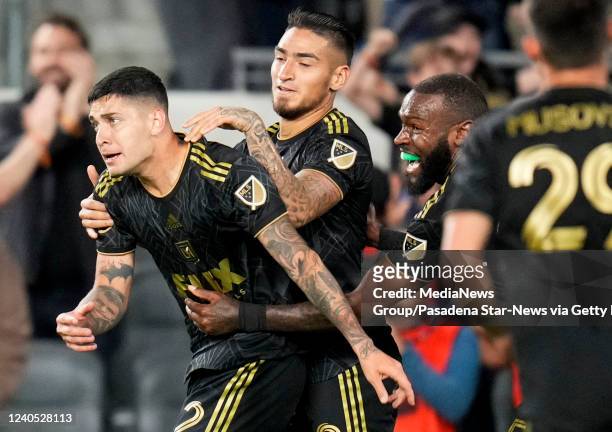 Los Angeles, CA Franco Escobar of Los Angeles FC reacts after scoring the tying goal against the Philadelphia Union in the Second half of a Major...