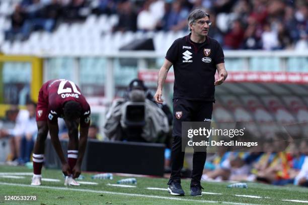 Ivan Juric of Torino FC looks on during the Serie A match between Torino FC and SSC Napoli at Stadio Olimpico di Torino on May 7, 2022 in Turin,...