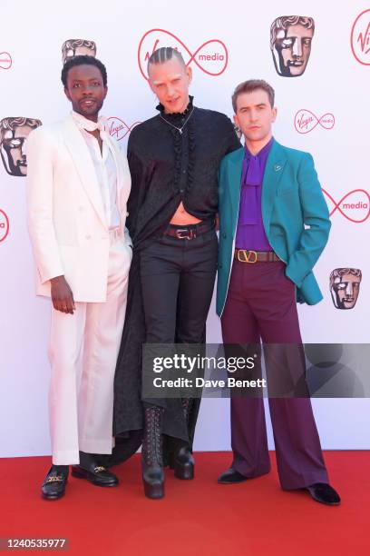 Omari Douglas, Olly Alexander and Callum Scott Howells attend the Virgin Media British Academy Television Awards 2022 at The Royal Festival Hall on...