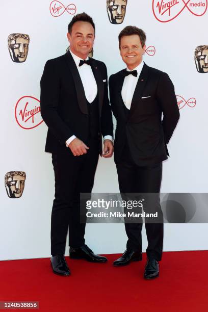 Anthony McPartlin and Declan Donnelly attend the Virgin Media British Academy Television Awards at The Royal Festival Hall on May 08, 2022 in London,...