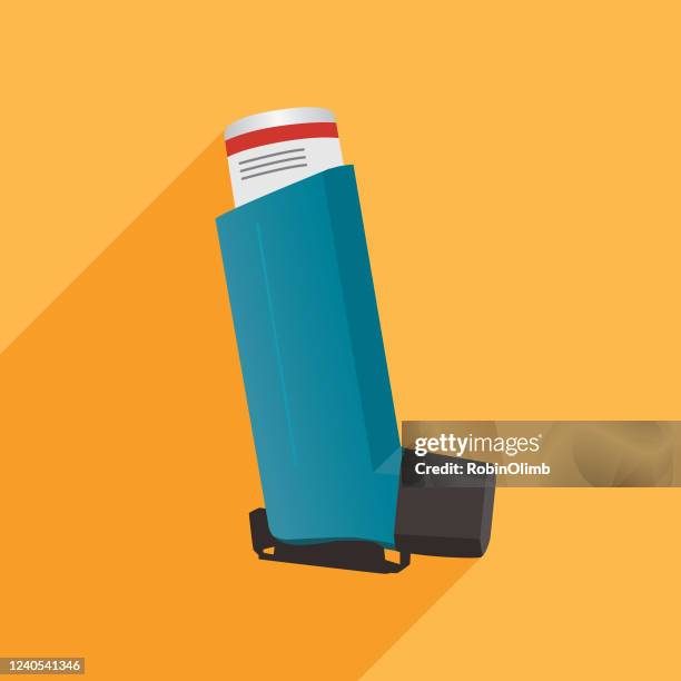 ilustraciones, imágenes clip art, dibujos animados e iconos de stock de icono del inhalador de asma - inhalador-preventivo-del-asma