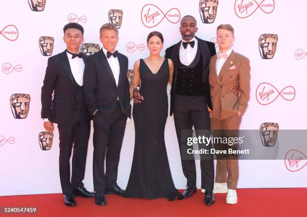 Milo Clarke, George Rainsford, Elinor Lawless, Charles Venn and guest attend the Virgin Media British Academy Television Awards 2022 at The Royal...