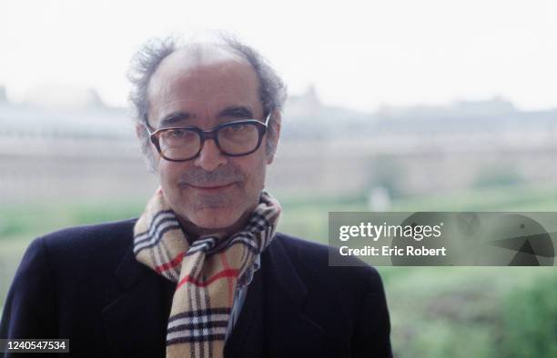 Portrait du réalisateur Jean-Luc Godard lors de l'annonce de la création du centre de recherches cinéma et vidéo "Peripheria"