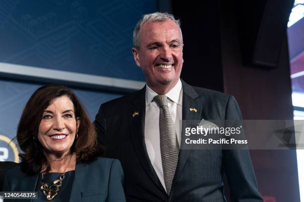 Governor of New York Kathy Hochul and governor of New Jersey Phil Murphy attend RPA 100 Assembly luncheon at Pier 60, Chelsea Piers. Senator Schumer...