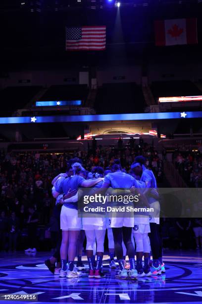 The Minnesota Lynx huddle before the game against the Washington Mystics on May 8, 2021 at Target Center in Minneapolis, Minnesota. NOTE TO USER:...