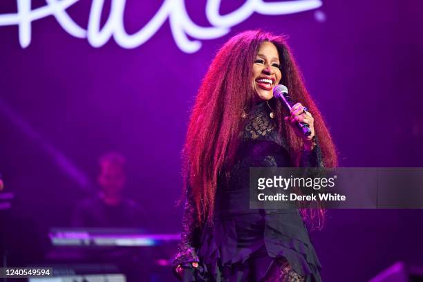 Chaka Khan performs during the Strength Of A Woman Festival & Summit State Farm Arena Concert at State Farm Arena on May 07, 2022 in Atlanta, Georgia.