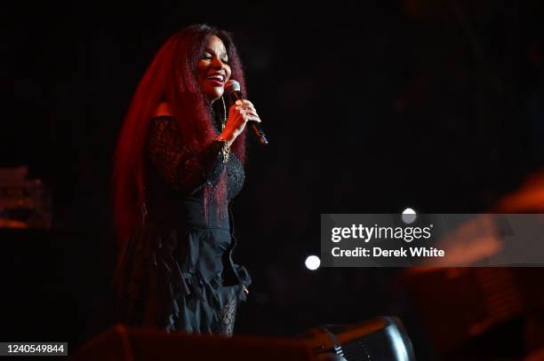 Chaka Khan performs during the Strength Of A Woman Festival & Summit State Farm Arena Concert at State Farm Arena on May 07, 2022 in Atlanta, Georgia.