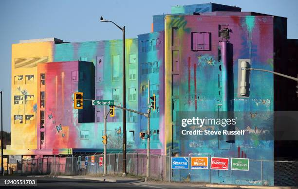 Candidate signs are as colourful as the old General Hospital site that now spots the biggest metal in Canada in Sudbury. May 8, 2022.