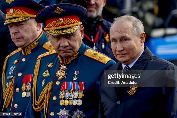 Russian President Vladimir Putin attends the military parade during 77th anniversary of the Victory Day in Red Square in Moscow, Russia on May 09,...