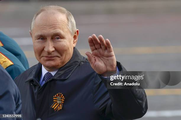 Russian President Vladimir Putin attends the military parade during 77th anniversary of the Victory Day in Red Square in Moscow, Russia on May 09,...