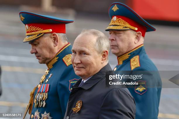 Russian President Vladimir Putin attends the military parade during 77th anniversary of the Victory Day in Red Square in Moscow, Russia on May 09,...