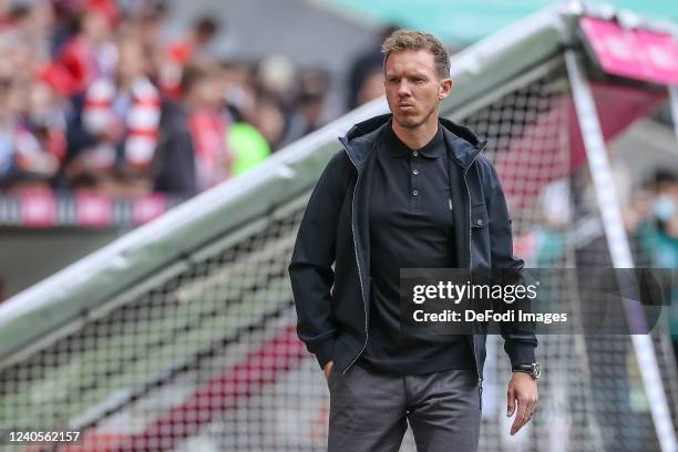 Head coach Julian Nagelsmann of Bayern Muenchen looks on prior to the Bundesliga match between FC Bayern München and VfB Stuttgart at Allianz Arena...