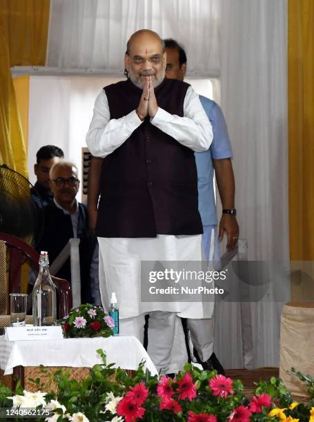 Union Home Minister Amit Shah during the inauguration of Janaganana Bhawan at Amingaon, in Kamrup district of Assam ,India Monday, May 9, 2022.