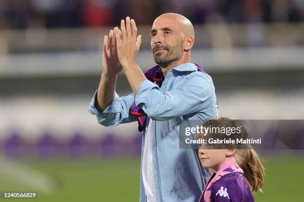 Borja Valero former player of ACF Fiorentina during the Serie A match between ACF Fiorentina and AS Roma at Stadio Artemio Franchi on May 9, 2022 in...