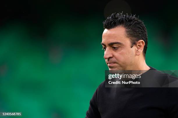 Xavi Hernandez head coach of Barcelona during the La Liga Santander match between Real Betis and FC Barcelona at Estadio Benito Villamarin on May 7,...