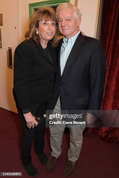 Eve Pollard and Sir Nicholas Lloyd attend the after party for "Claudia Winkleman: Behind The Fringe" at The Cambridge Theatre on May 9, 2022 in...