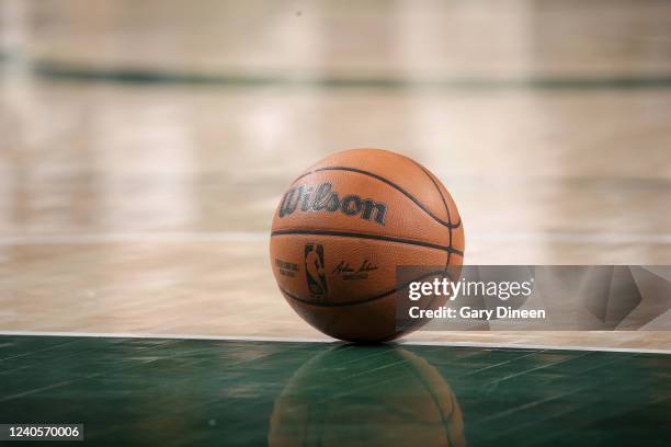 Generic photo of NBA Wilson game ball during Game 4 of the Eastern Conference Semifinals on May 9, 2022 at the Fiserv Forum Center in Milwaukee,...