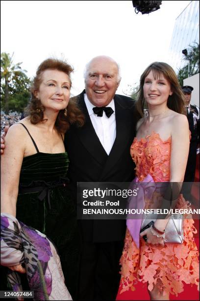Arrivals awards ceremony at the 60th Cannes International Film Festival In Cannes, France On May 27, 2007- Michel Piccoli with his wife and daughter.