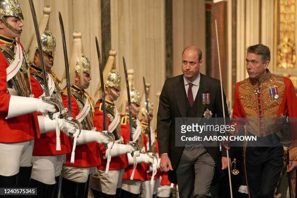Britain's Prince William, Duke of Cambridge walks through the Norman Porch for the State Opening of Parliament at the Houses of Parliament, in...