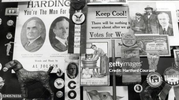 Items from J. Doyle DeWitt&apos;s sprawling collection of political memorabilia is seen at the University of Hartford&apos;s Museum of American...