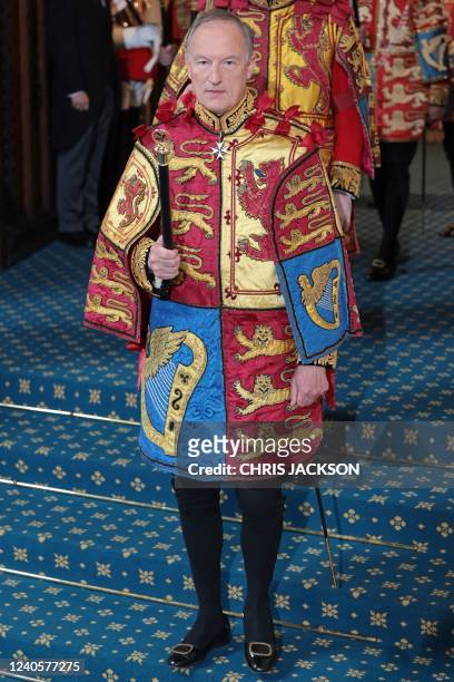 Alastair Bruce of Crionaich departs from the Sovereign's Entrance after attending the State Opening of Parliament at the Houses of Parliament, in...