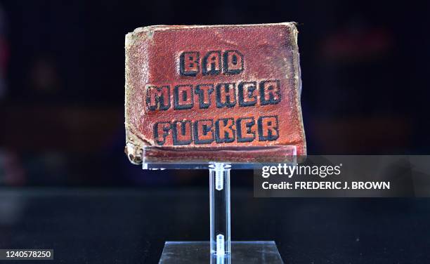 The "Bad Mother Fucker" wallet used by Jules Winnfield, played by Samuel L. Jackson, in the 1994 film "Pulp Fiction" is displayed at Propstore on May...