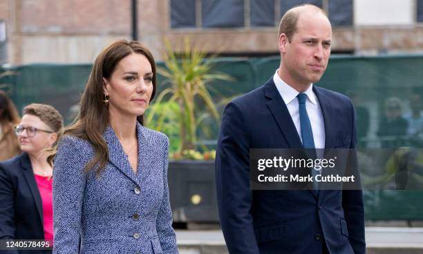 Prince William, Duke of Cambridge and Catherine, Duchess of Cambridge attend the official opening of the Glade of Light Memorial at Manchester Arena...