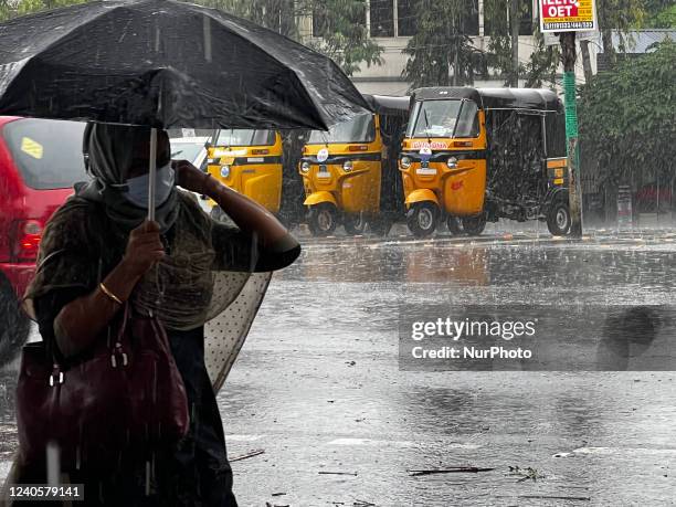 Thunderstorms hit the city of Thiruvananthapuram , Kerala, India, on May 10, 2022.