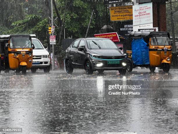 Thunderstorms hit the city of Thiruvananthapuram , Kerala, India, on May 10, 2022.