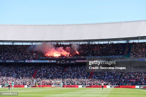 Supporters of PSV during the Dutch Eredivisie match between Feyenoord v PSV at the Stadium Feijenoord on May 8, 2022 in Rotterdam Netherlands