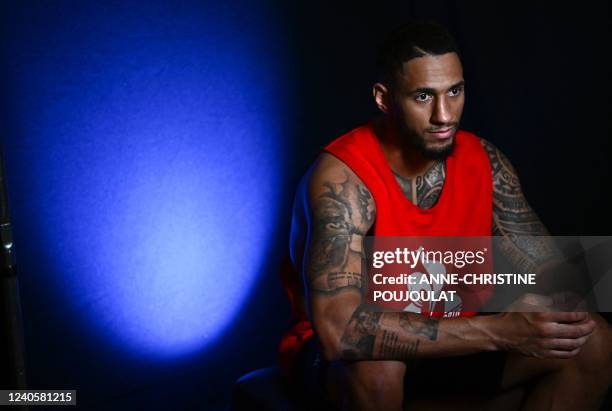 French boxer Tony Yoka takes part in a practice session in Paris on May 10 ahead of a May 14 bout against Martin Bakole.