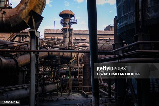 This picture shows Zaporizhstal, Ukraine's third-biggest metals plan, in Zaporizhzhia on May 10 amid the Russian invasion of Ukraine. - Food and...