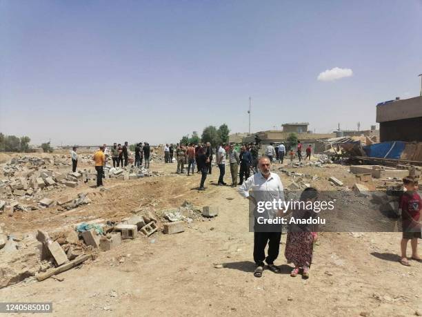 Ruins of demolished house are seen as Kirkuk Municipality teams demolish buildings in areas where animals are raised under unfavorable conditions...