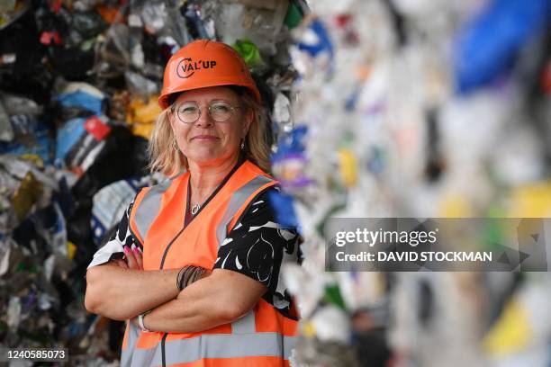 Nathalie Halbot Director of VAL'UP poses for the photographer during the inauguaration of Val'Up, a new sorting center for PMD waste, in Ghlin,...