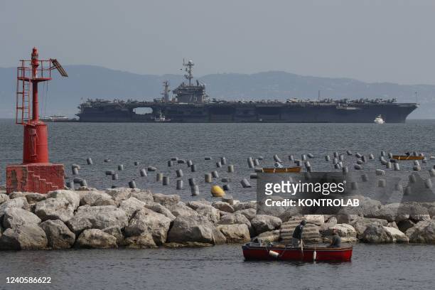 The American aircraft carrier USS Harry S. Truman upon its arrival in the gulf of Naples for a scheduled stop in the port in Naples. The last visit...