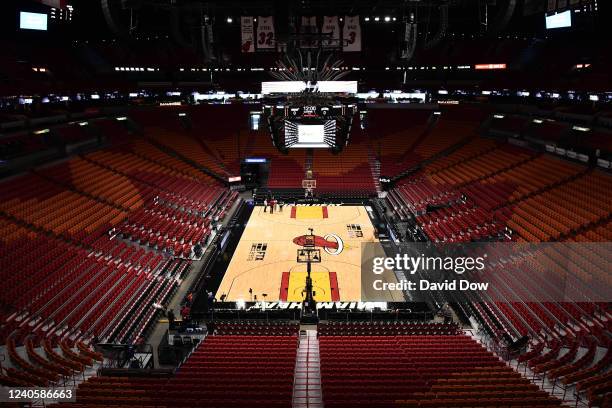 An overall view of the arena before the game between the Philadelphia 76ers and the Miami Heat during Game 5 of the 2022 NBA Playoffs Eastern...