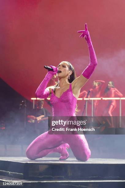 British singer Dua Lipa performs live on stage during a concert at the Mercedes-Benz Arena on May 10, 2022 in Berlin, Germany.