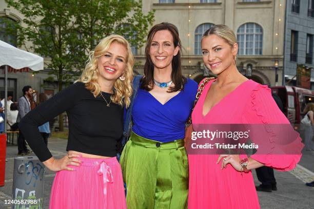 And GERMANY Susan Sideropoulos, Ulrike Frank and Valentina Pahde during the GZSZ 30th anniversary party at Kolle-Kiez on May 10 and 2022 in Potsdam...