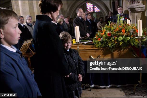 Funerals of Bernard Loiseau In Saulieu, France On February 28, 2003 - Dominique Loiseau with her children.