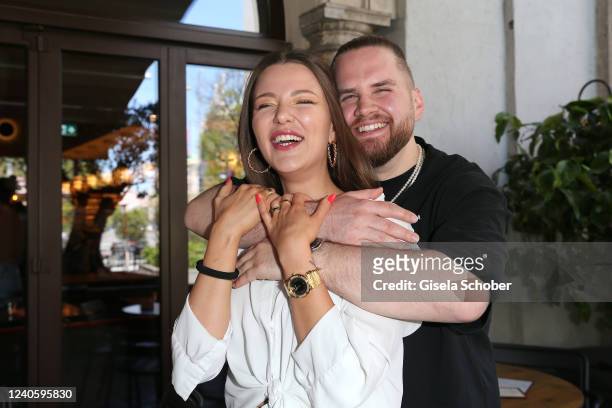 Singer Joelina Drews "Joedy" and her boyfriend Adrian Louis during the "La Famiglia Worldchanger" Charity event by L'Osteria on May 11, 2022 in...