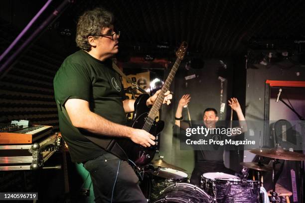 Guitarist Matt Stevens and drummer Stuart Marshall of English progressive rock group The Fierce & The Dead performing live on stage at the Hope &...