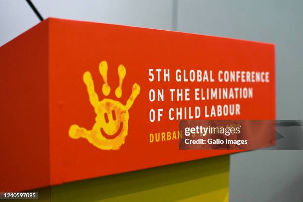 General view at the Fifth Global Conference On The Elimination Of Child Labour Press Conference at Capital Pearls Hotel on May 05, 2022 in Durban,...