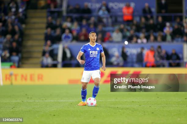 Youri Tielemans of Leicester City during the Premier League match between Leicester City and Norwich City at King Power Stadium on May 11, 2022 in...